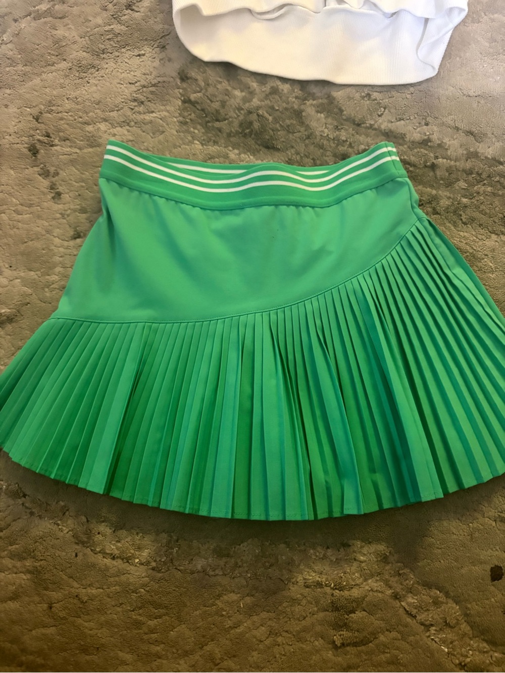 Tommy Hilfiger Green Pleated Skater Skirt with Striped Waistband